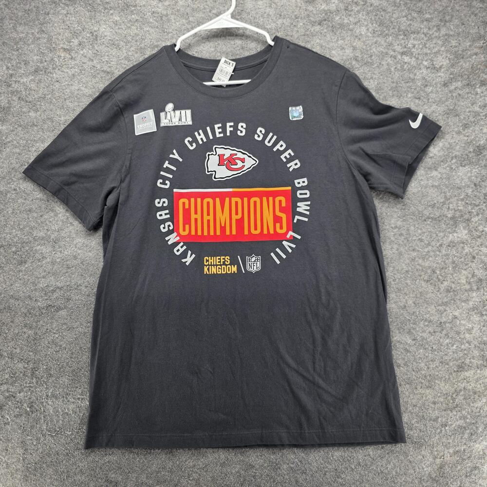 Nike Shirt Mens L Black Short Sleeve Crewneck Tagless Cotton Chiefs Champions